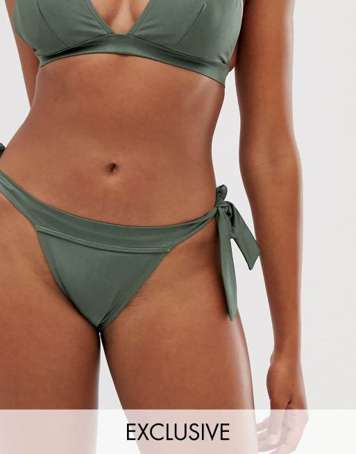 ASOS DESIGN – Kakigrön, glansig bikini för dig med fylligare byst, i kupstorlek E-G, endast hos ASOS, 2 av 2