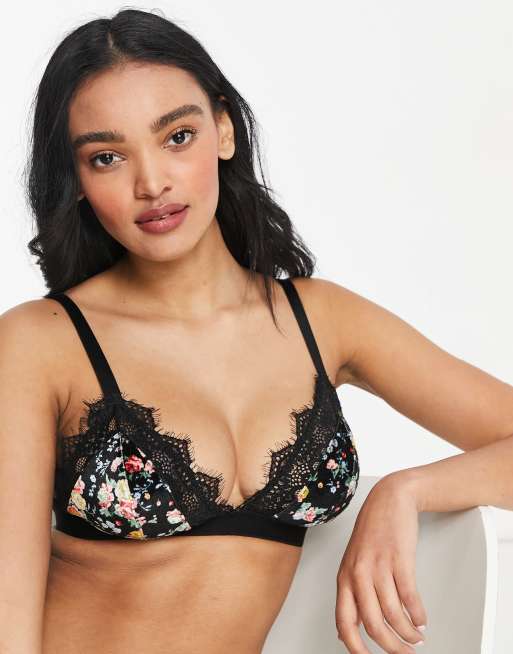 ASOS DESIGN – Fylligare Byst – Tori – Blommig behå i sammet med spets