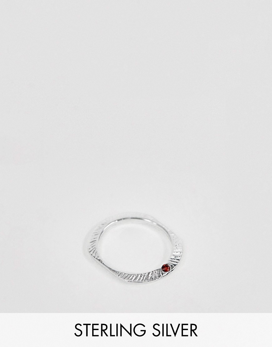ASOS DESIGN – Fyrkantig ring i äkta silver med sten