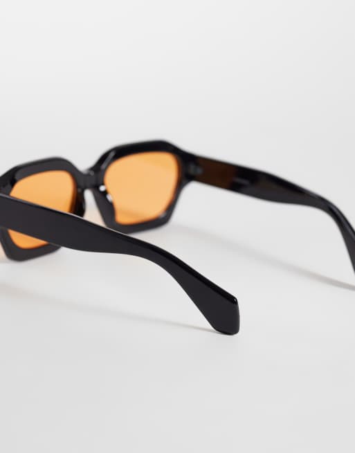 ASOS DESIGN – Fyrkantiga, grova solglasögon med orange glas, 2 av 3