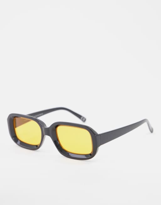 ASOS DESIGN – Fyrkantiga solglasögon med bärnstensbruna glas