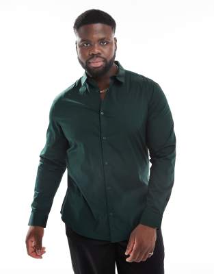 ASOS DESIGN - Fyrregrøn formel skinny-skjorte - view 1