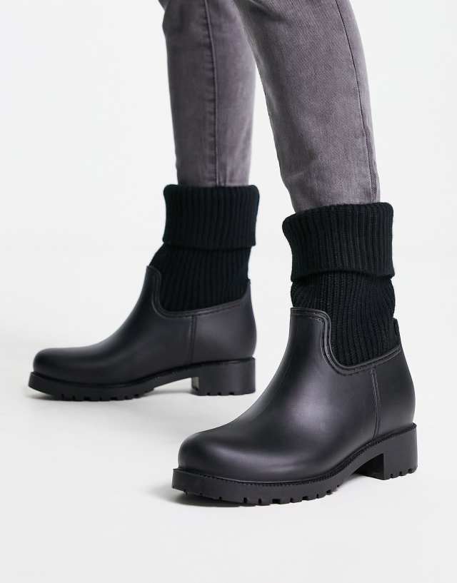 ASOS DESIGN Gabrielle sock wellies in black