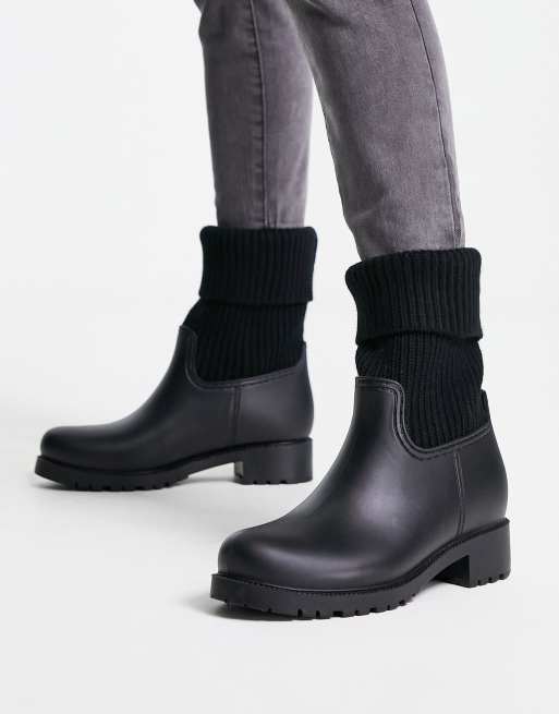 ASOS DESIGN Gabrielle sock wellies in black ASOS