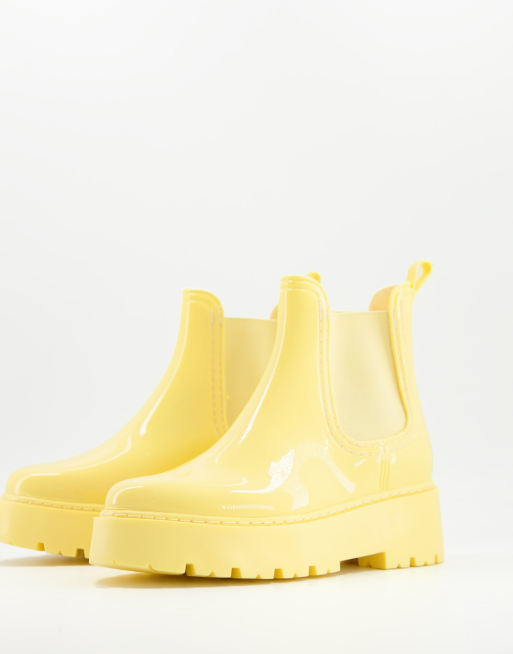 ASOS DESIGN - Gadget - Bottines de pluie style Chelsea chunky - Jaune pastel