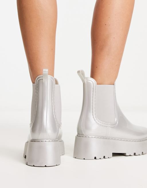 ASOS DESIGN - Gadget - Chelsea regenlaarzen met dikke zool in zilver, 2 van 4