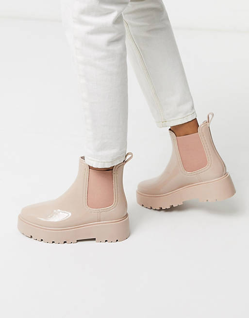 Shoes Boots/Gadget chunky chelsea rain boots in beige 