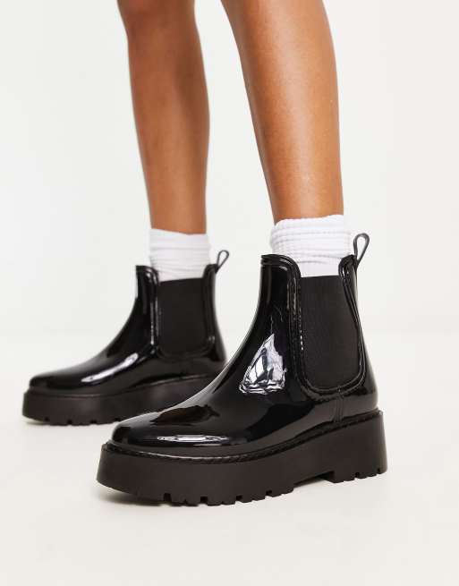 ASOS DESIGN Gadget chunky chelsea rain boots in black