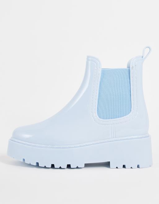 ASOS DESIGN Gadget chunky chelsea wellies in pastel blue | ASOS