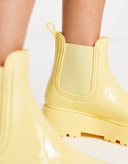 ASOS DESIGN Gadget chunky chelsea wellies in pastel yellow