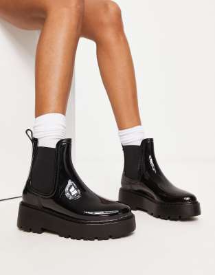 ASOS DESIGN - Gadget - Schwarze Chelsea-Regenstiefel mit dicker Profilsohle