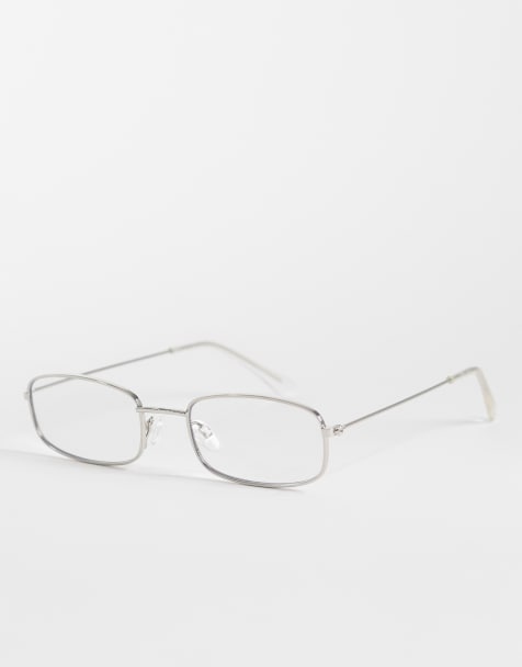 ASOS DESIGN gafas de moda con montura metálica en plateado con lentes transparentes para luz azul - view 1