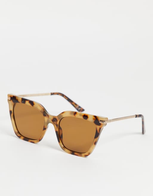 ASOS DESIGN gafas de sol cuadradas de ojo de gato en color lechoso - MARRON