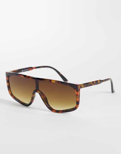ASOS DESIGN - Gafas de sol marrón efecto carey finas de estilo aviador con lentes marrones degradadas - view 1