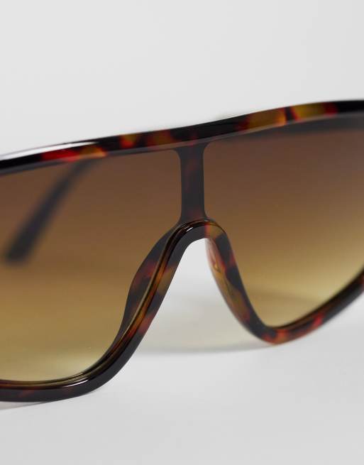 ASOS DESIGN - Gafas de sol marrón efecto carey finas de estilo aviador con lentes marrones degradadas, 2 de 3