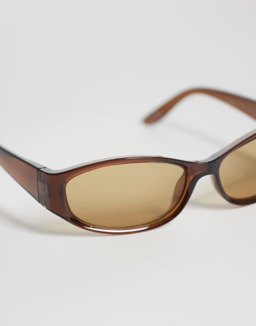 ASOS DESIGN - Gafas de sol marrón transparente ovaladas envolventes, 2 de 3