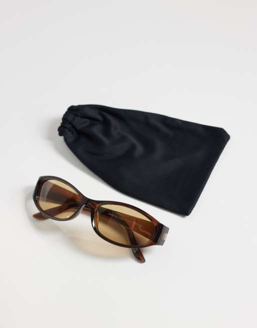ASOS DESIGN - Gafas de sol marrón transparente ovaladas envolventes, 3 de 3