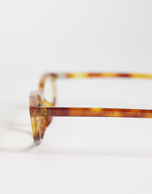 ASOS DESIGN - Gafas efecto carey con montura estrecha ovalada rectangular y lentes transparentes con filtro de luz azul, 2 de 3