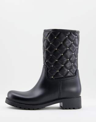 Asos Design Gala Quilt Pattern Rain Boots In Black ModeSens