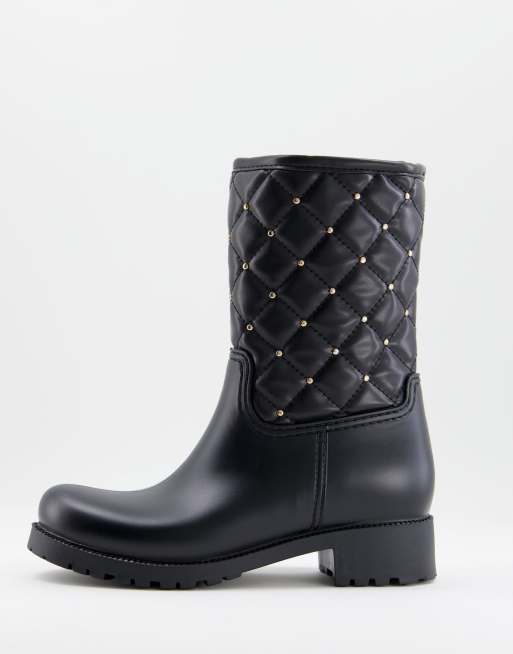 Quilted store rain boots