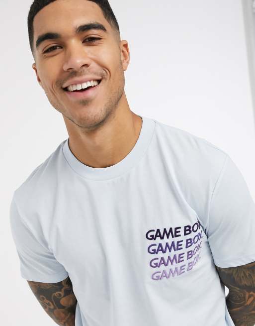 ASOS DESIGN Gameboy t shirt with multiple chest embroidery