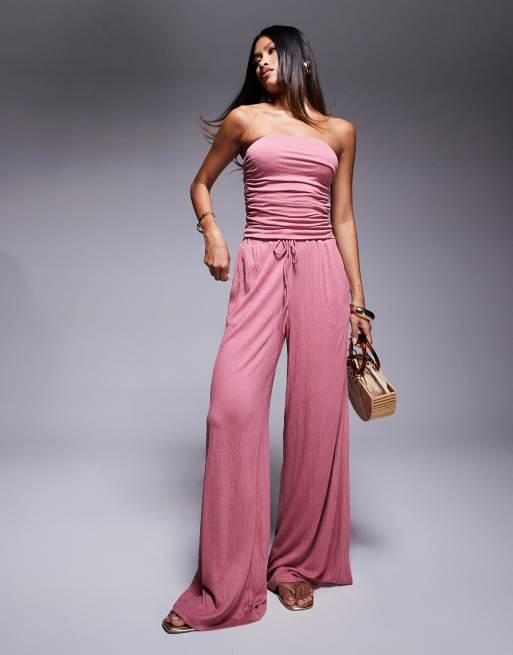ASOS DESIGN – Gammelrosa, krinklad topp i bandeau-stil, del av set, 4 av 4