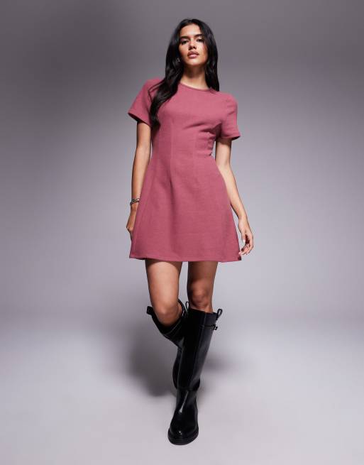 ASOS DESIGN – Gammelrosa, supermjuk miniklänning med dekorativ söm, 2 av 4