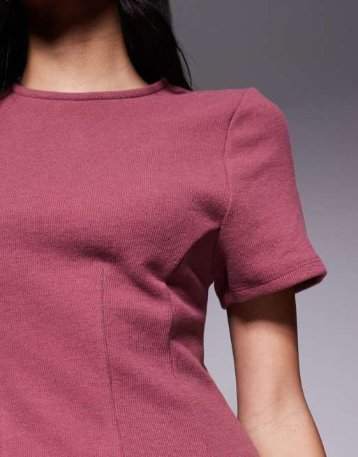 ASOS DESIGN – Gammelrosa, supermjuk miniklänning med dekorativ söm, 3 av 4