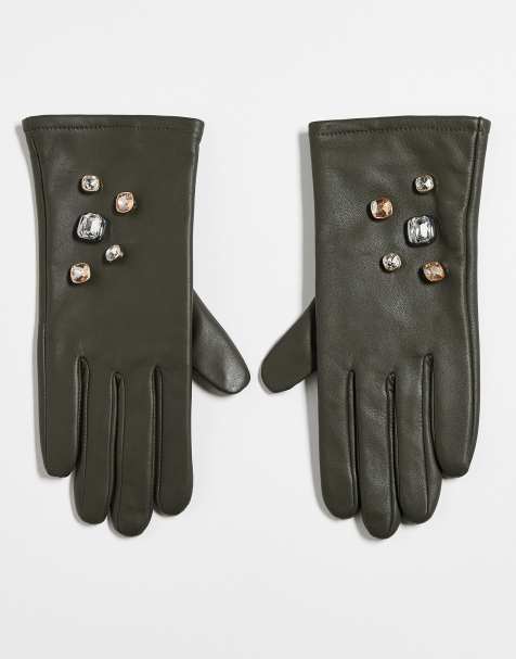 ASOS DESIGN - Gants courts en cuir ornés de pierres - view 1