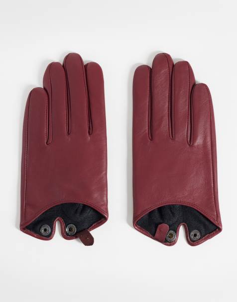ASOS DESIGN gants courts en cuir prune - view 1