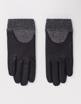 ASOS DESIGN - Gants en cuir pour écran tactile à poignets côtelés