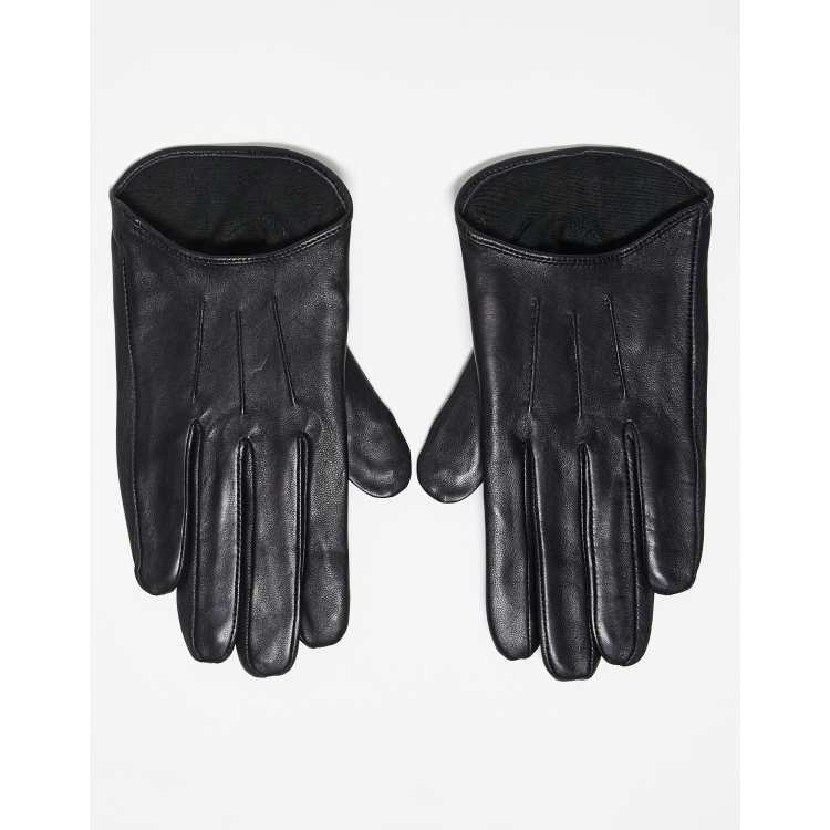 ASOS DESIGN Gants en cuir pour cran tactile Noir ASOS