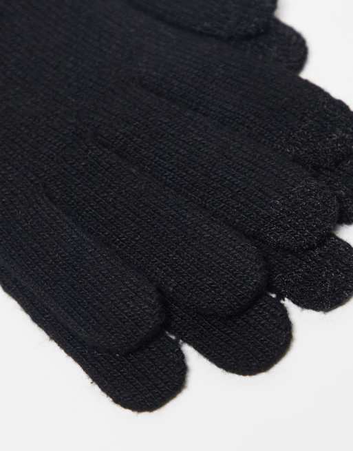 ASOS DESIGN Gants en polyester pour cran tactile Noir ASOS