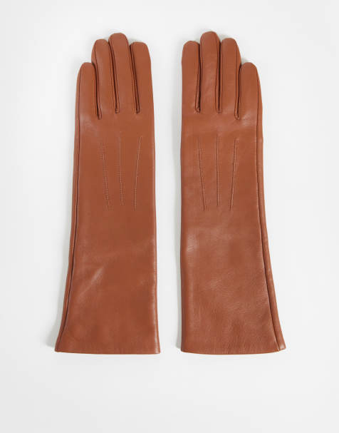 ASOS DESIGN gants longs en cuir marron foncé - view 1