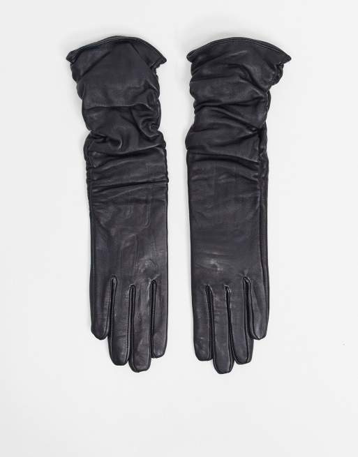 ASOS DESIGN Gants longs fronc s en cuir pour cran tactile