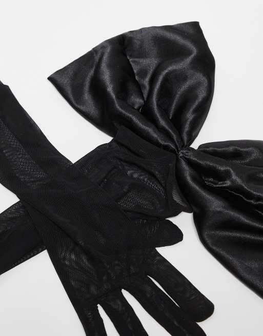 ASOS DESIGN - Gants longs transparents avec nœud oversize en satin, 2 de 3