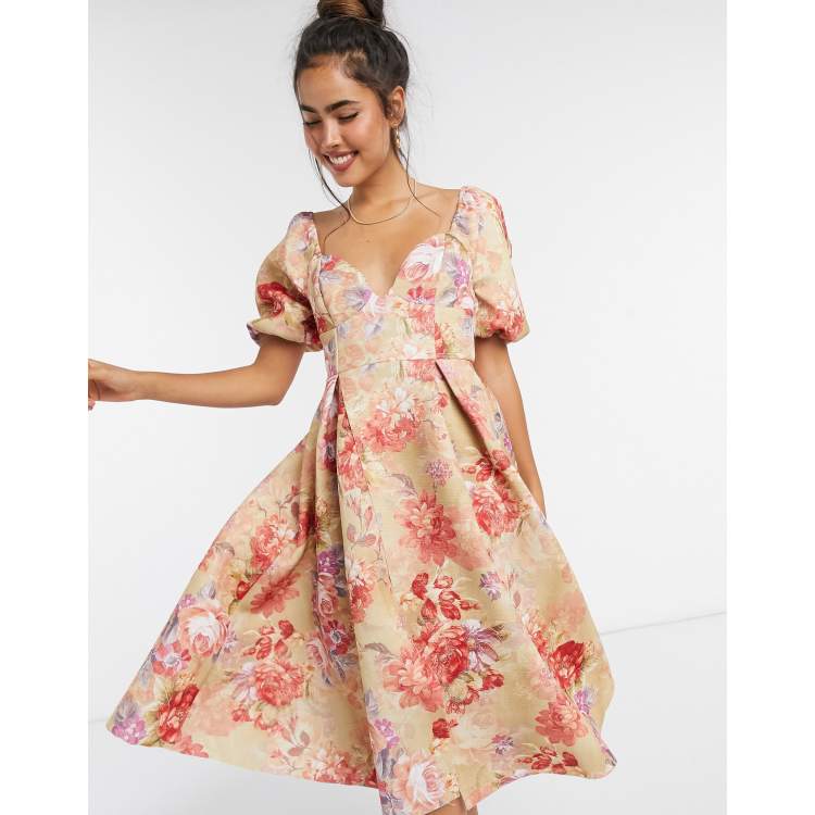 ASOS DESIGN garden party vintage cup detail prom midi dress