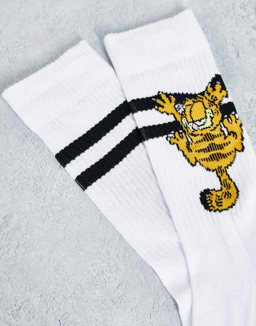 ASOS DESIGN - Garfield - Chaussettes de sport à rayures noires - Blanc, 3 de 4
