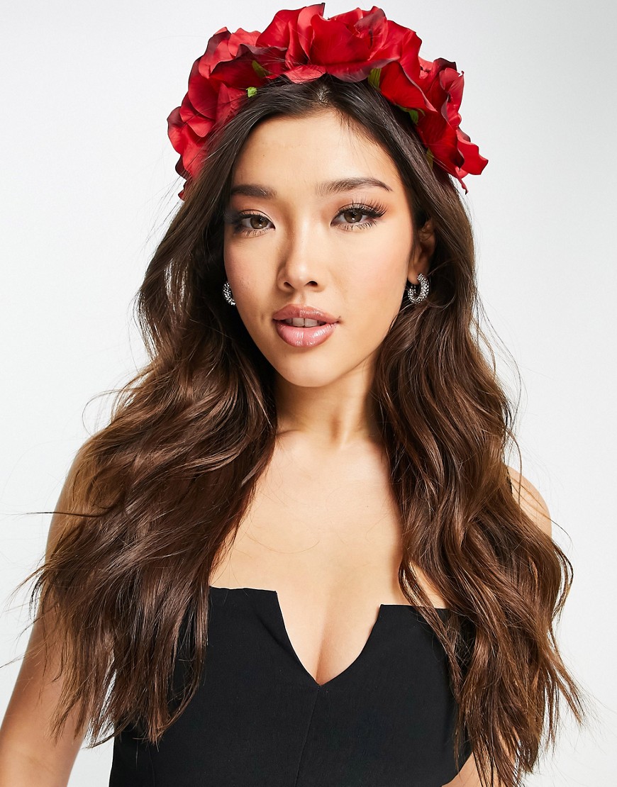 ASOS DESIGN garland headband in red floral