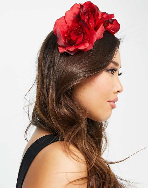 Red flower on sale hair band