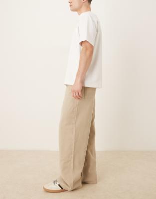 Asos Design Garment Dye Super Baggy Carpenter Jeans In Brown