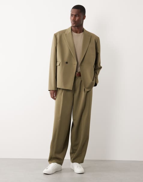 ASOS DESIGN – Garnitur o fasonie barrel w kolorze zgaszonej zieleni - view 1