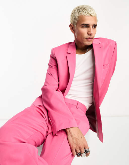 ASOS DESIGN – Garniturowa marynarka o obcisłym kroju w kolorze żywego różu
