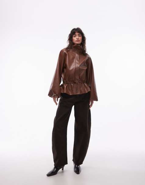 ASOS DESIGN gatehred waist bubble pu jacket
