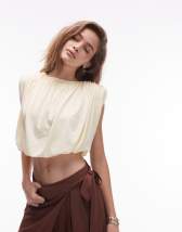 ASOS DESIGN modal one shoulder draped top in slate gray