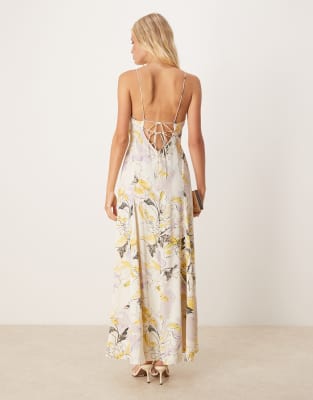 Asos Design Gathered Bust Strappy Cross Back Midi Dress In White