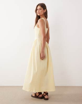 ASOS DESIGN gathered crepe midi dress in buttermilk