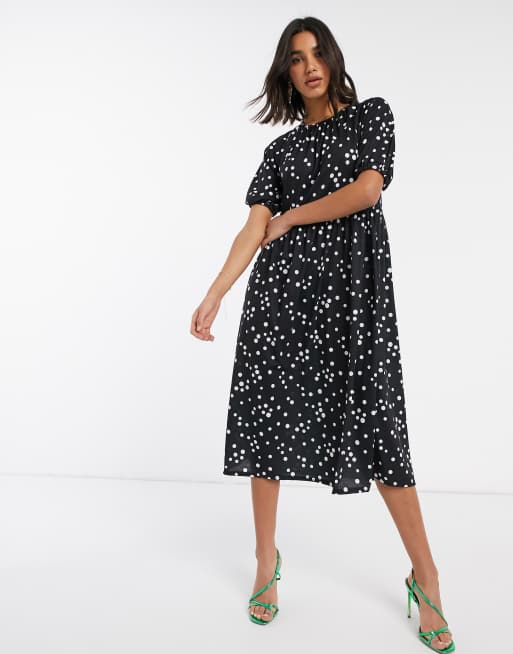 ASOS Polka Dot Shirt In Black With Short Sleeves In Regular Fit