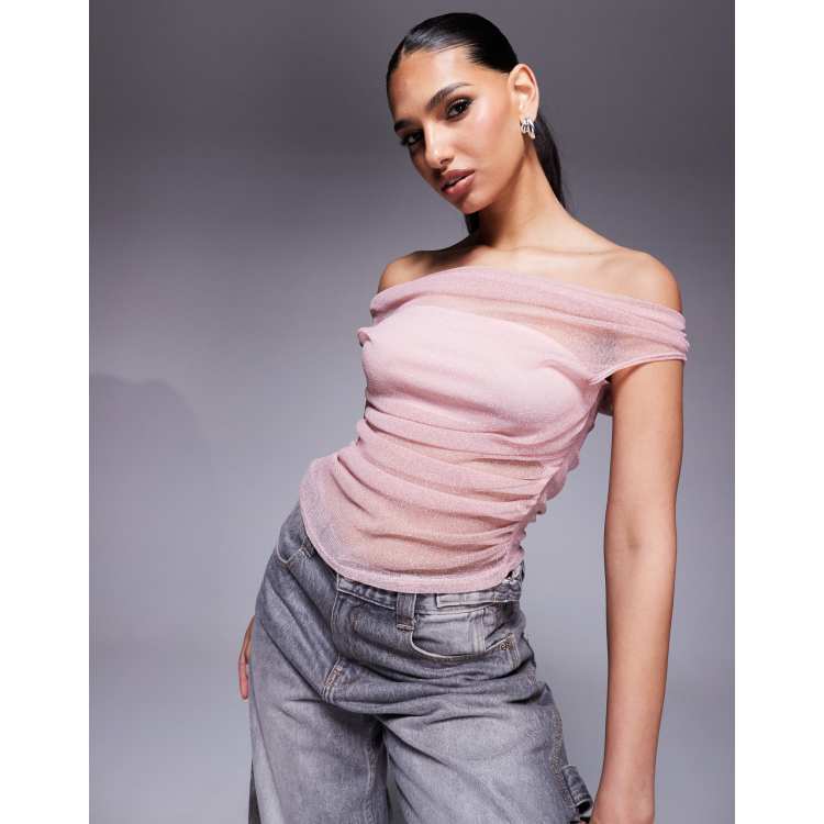 新品❤︎ラメ　Sサイズ　Off Shoulder Glitter Tee　ピンク 208570679-1-pink?$n_750w$&wid=