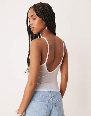 Asos Design Gathered Strappy Mesh Bodysuit In White